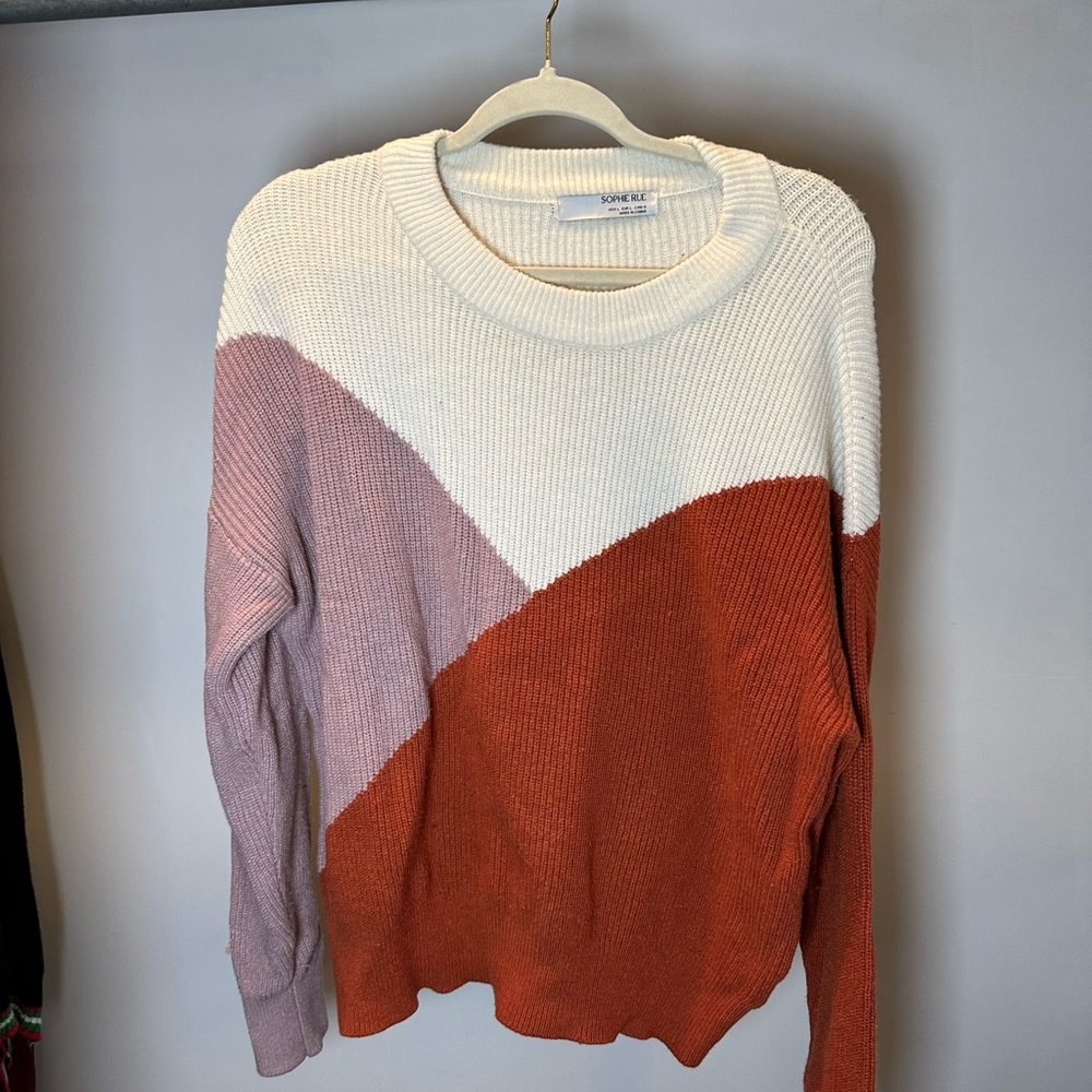 Sophie Rue Tri-Tone Sweater in Cream, Pink, and Orange
